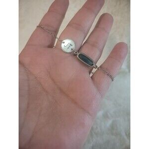 Vintage 925 Sterling Silver Bracelet Chain Blue Aqua Faceted Stone JT Tab